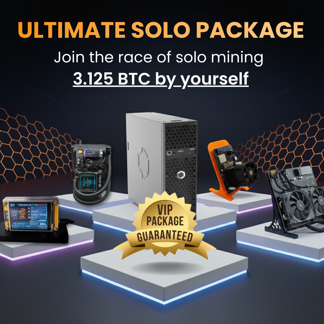 Miner hardware setup with 'Ultimate Solo Package'