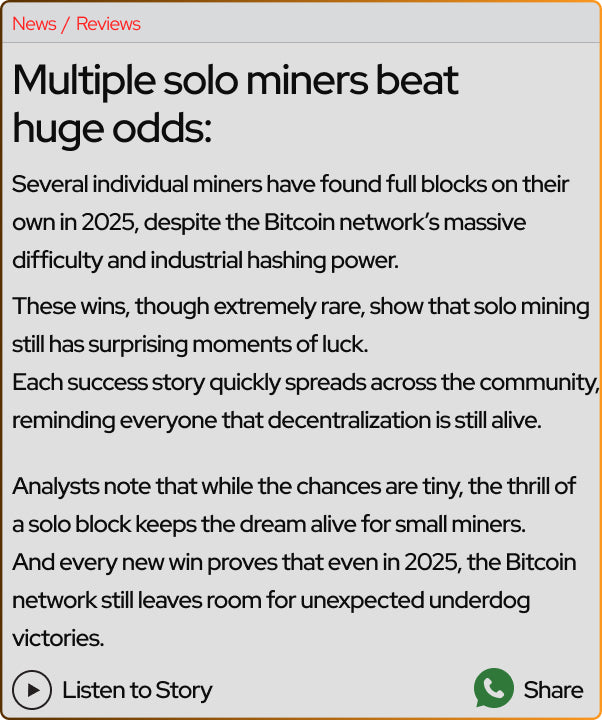 Solo mining news and community imagery